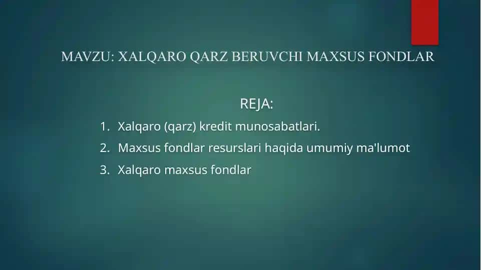 Xalqaro Qarz Beruvchi Maxsus Fondlar