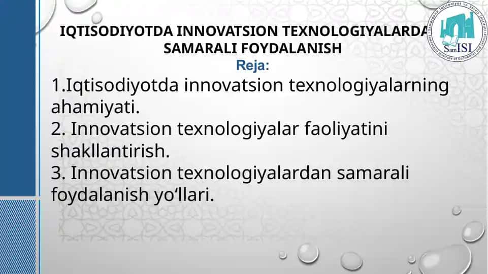 IQTISODIYOTDA INNOVATSION TEXNOLOGIYALARDAN SAMARALI FOYDALANISH