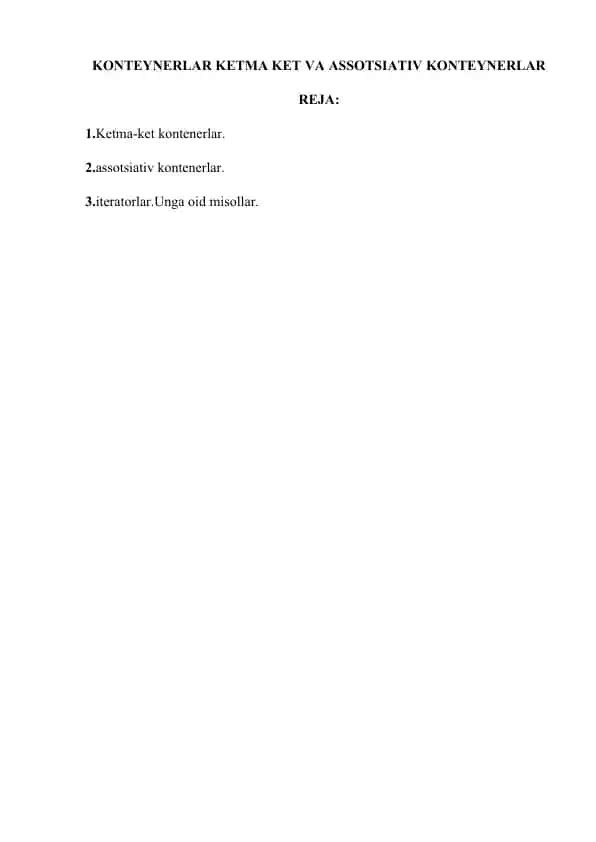 Ketma-ket va assotsiativ kontenerlar