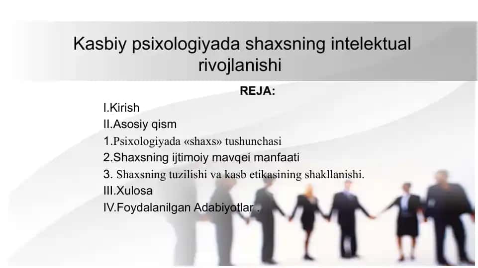 Kasbiy psixologiyada shaxsning intelektual rivojlanishi