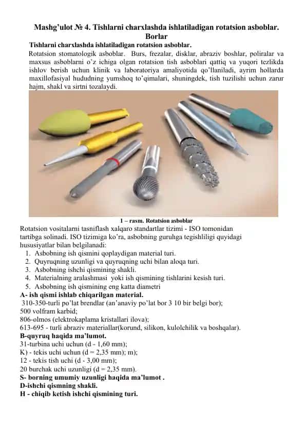 Rotatsion stomatologik asboblar