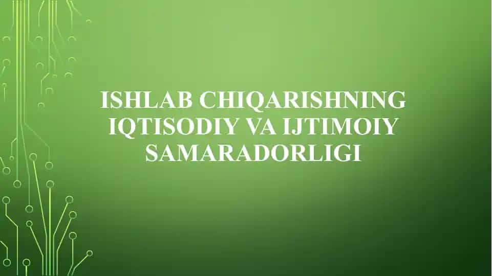 Ishlab chiqarishning iqtisodiy va ijtimoiy samaradorligi