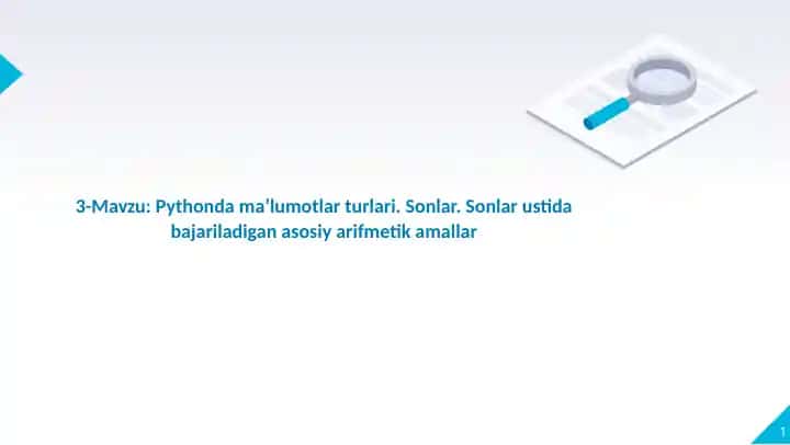 Python dasturlash tilida sonlar ustida bajariladigan asosiy arifmetik amallar