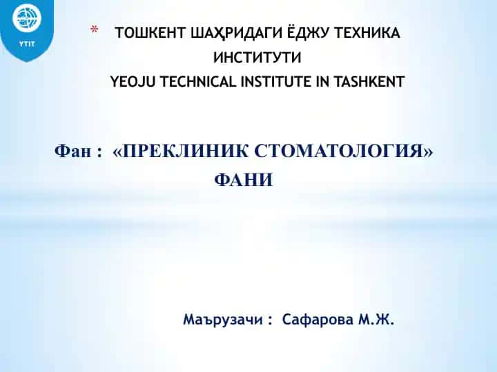 PREKLINIK STOMATOLOGIYA