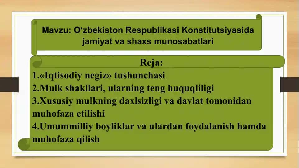 O‘zbekiston Respublikasi Konstitutsiyasida jamiyat va shaxs munosabatlari