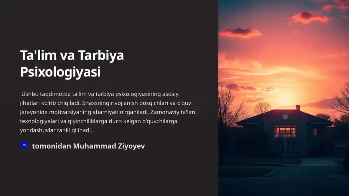 Ta'lim va Tarbiya Psixologiyasi