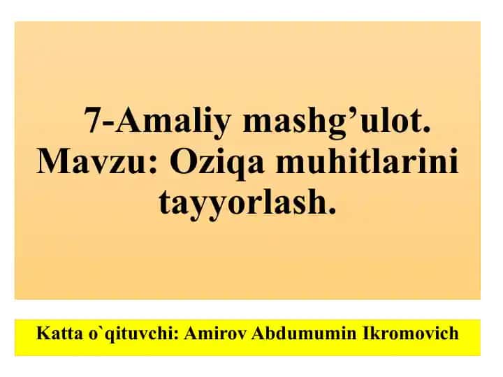 Amaliy mashg’ulot