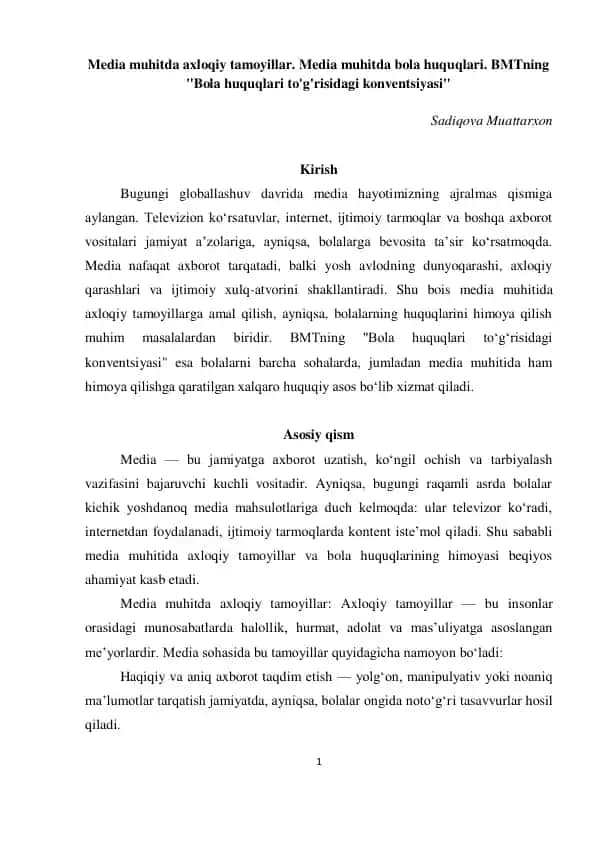 Media muhitda axloqiy tamoyillar