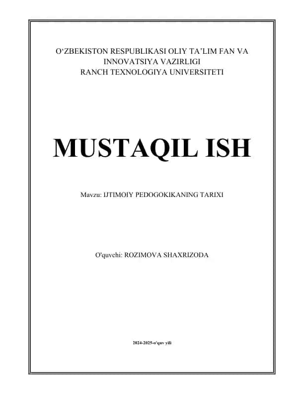 Ijtimoiy Pedagogikaning Tarixi