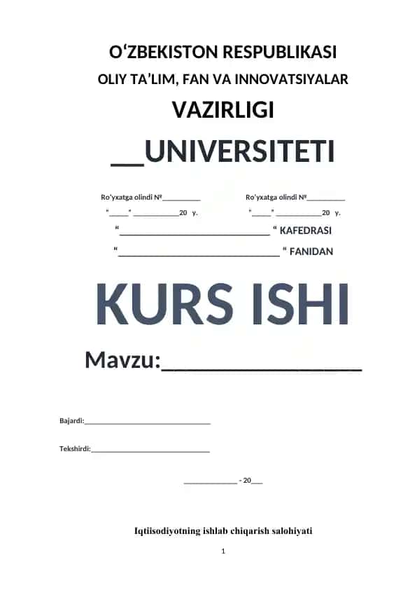 Iqtisodiyotning ishlab chiqarish salohiyati (Kurs ishi)