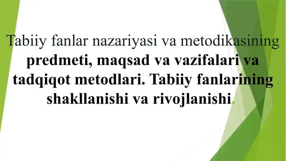 Tabiiy fanlar nazariyasi va metodikasi