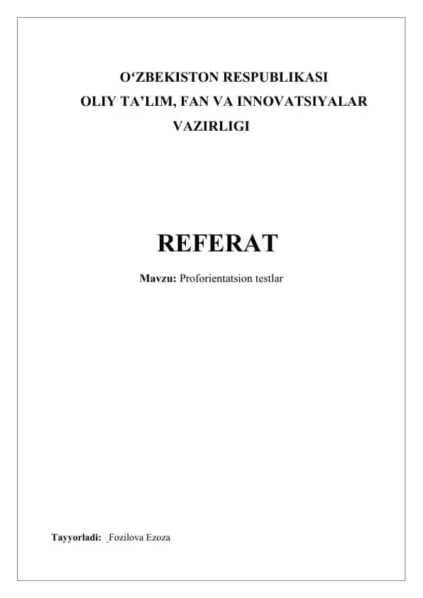Karyera yo'nalishini aniqlash testlari