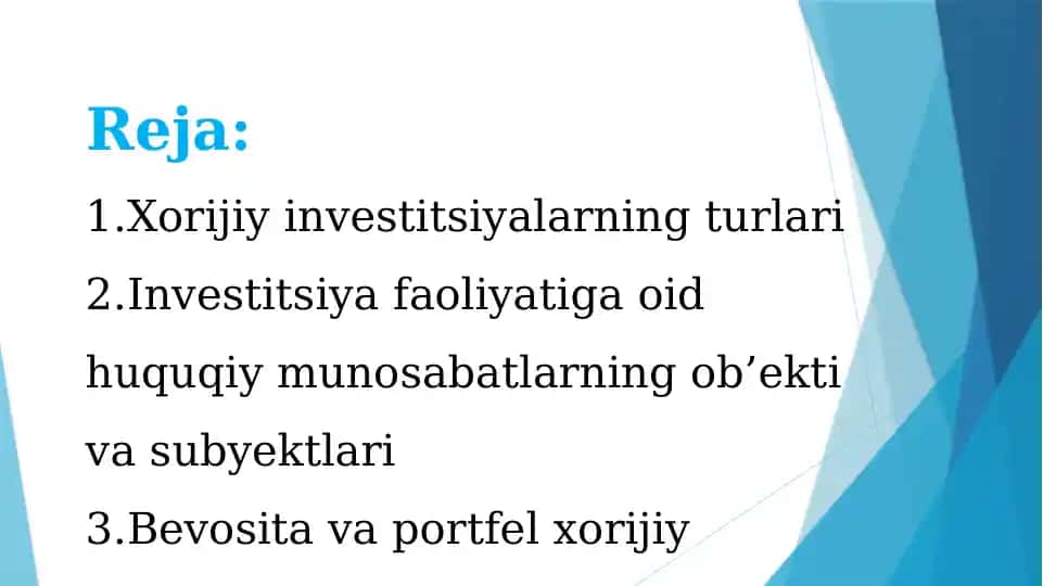 Xorijiy investitsiyalar