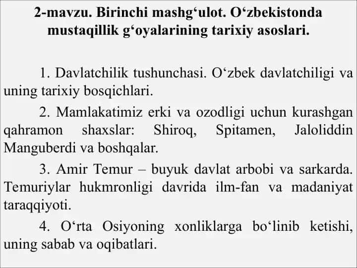 O‘zbekistonda mustaqillik g‘oyalarining tarixiy asoslari