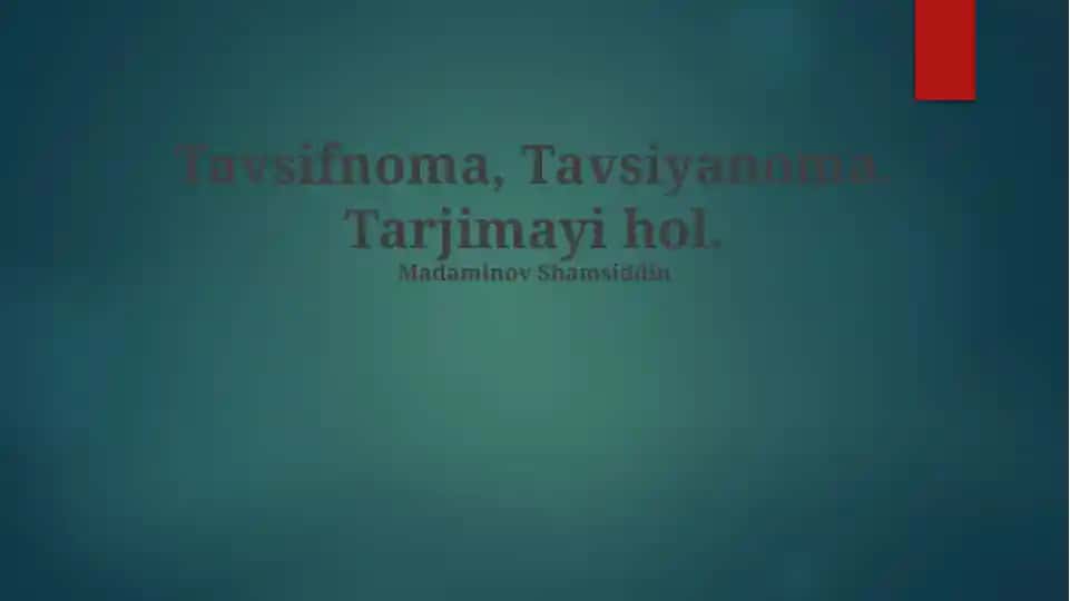 Rezyume/CV Tavsifnoma