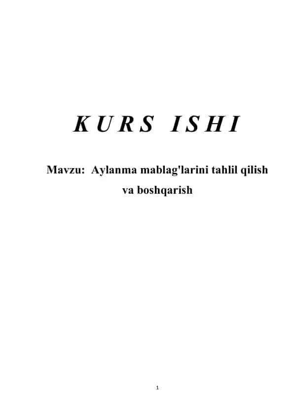 Aylanma mablag'larini tahlil qilish va boshqarish