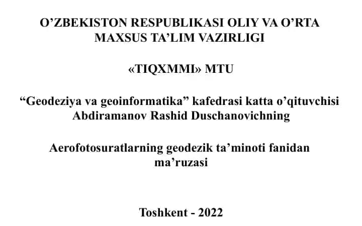 Aerofotosuratlar geodezik muayyanoti