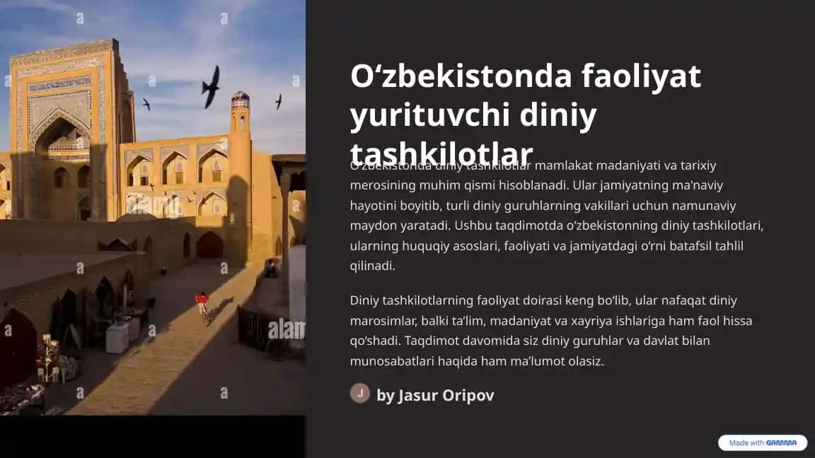O‘zbekistonda faoliyat yurituvchi diniy tashkilotlar