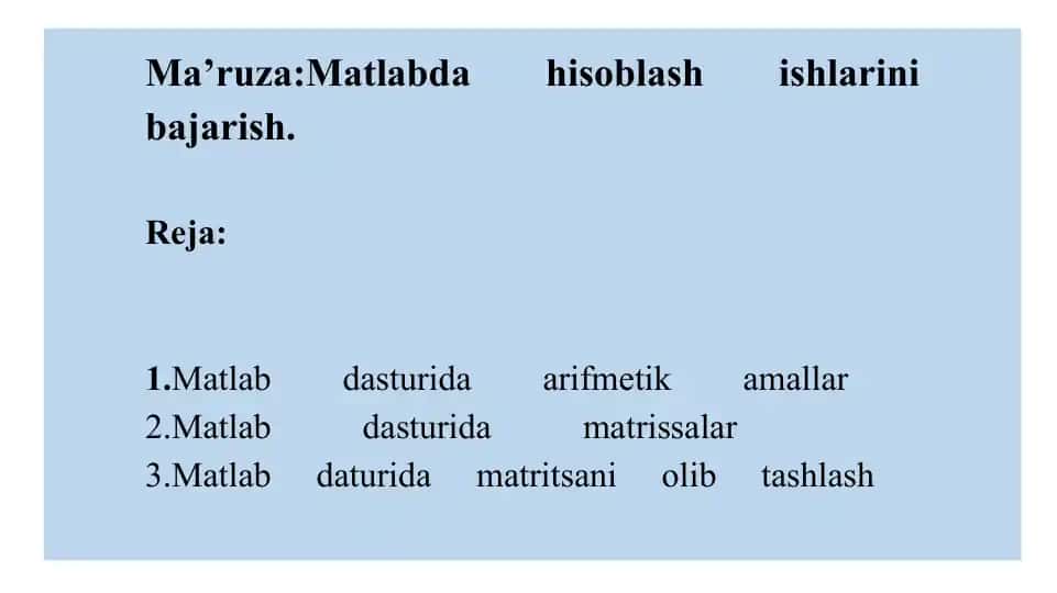 MATLAB dasturlash tili