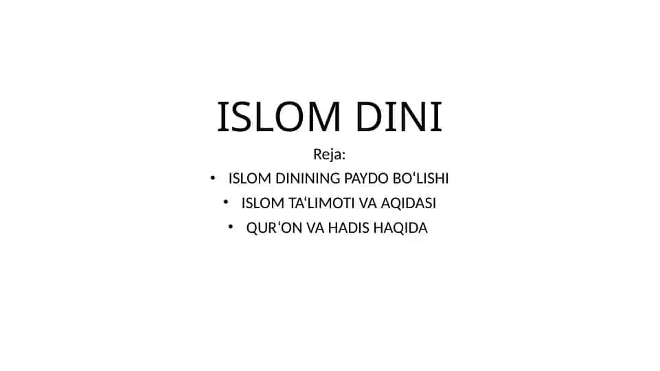 ISLOM DININING PAYDO BO‘LISHI