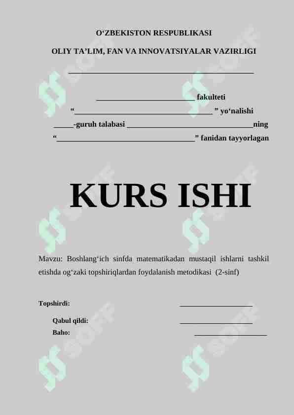 Boshlang‘ich sinfda matematikadan mustaqil ishlarni tashkil etishda og‘zaki topshiriqlardan foydalanish metodikasi (2-sinf)