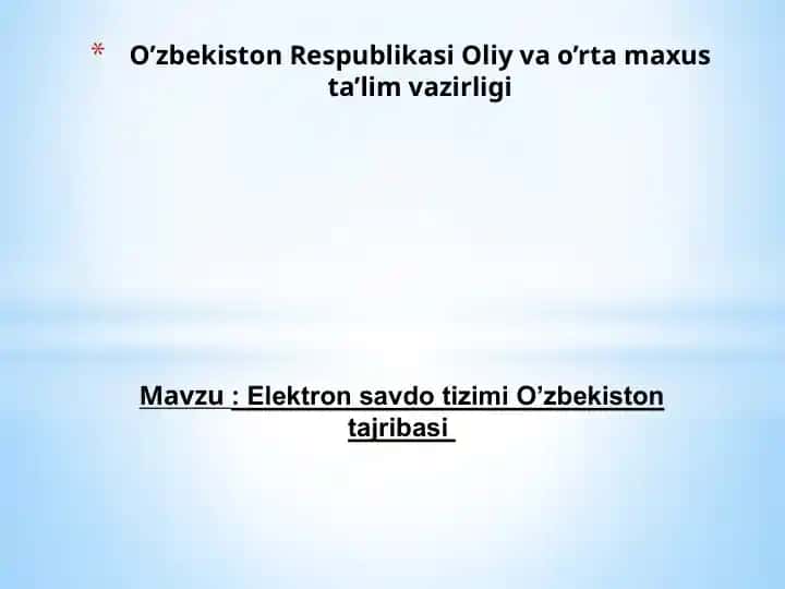 Elektron savdo tizimi O'zbekistonda