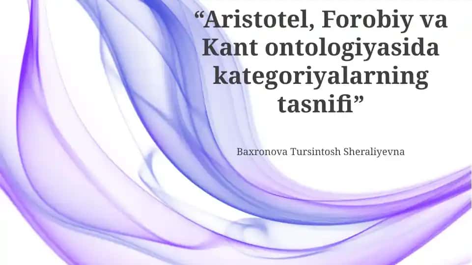 Aristotelning ontologiyasidagi kategoriyalar tasnifi