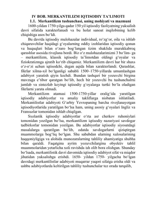 Merkantilizm iqtisodiy ta’limoti