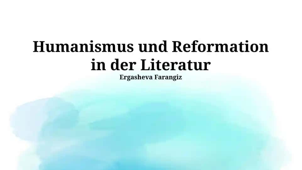 Humanismus und Reformation in der Literatur