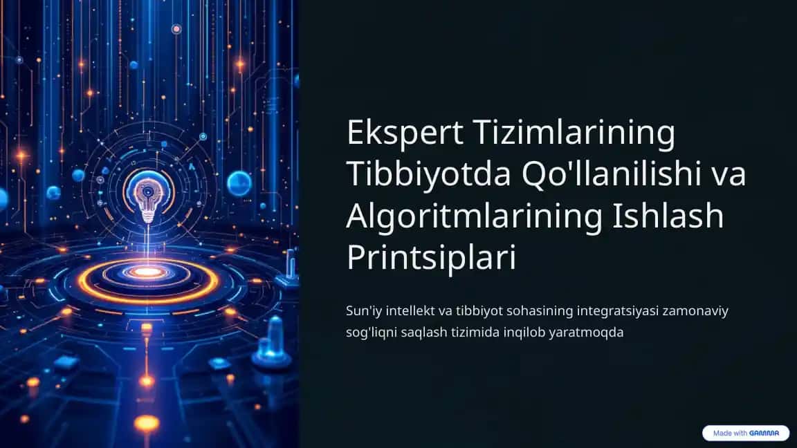 Ekspert Tizimlarining Tibbiyotda Qo'llanilishi va Algoritmlarining Ishlash Printsiplari