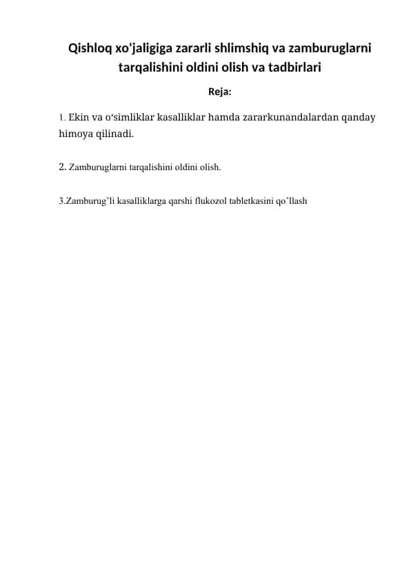 Ekin va O'simliklar kasalliklar