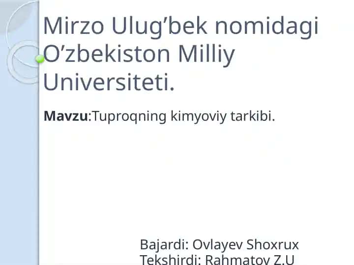 Tuproqning kimyoviy tarkibi