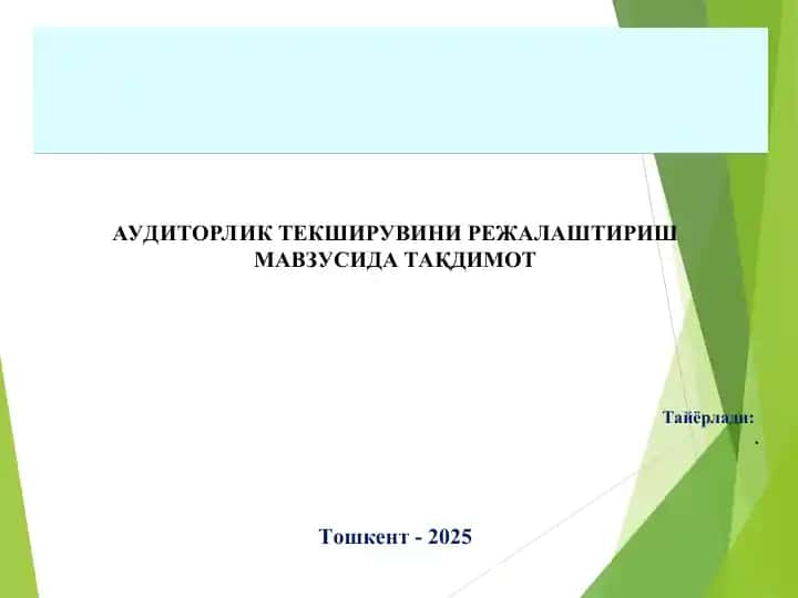 Аудиторлик текширувини режалаштириш
