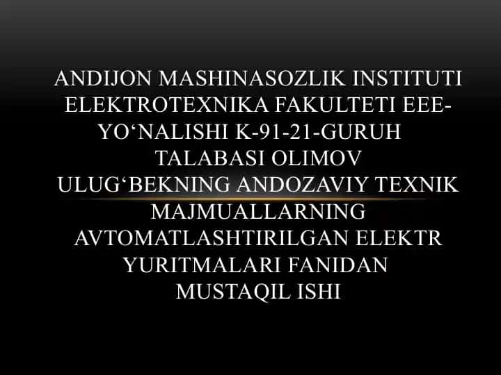 Uzatish mexanizimi tezligini boshqarish orqali maksimal ish unumdorlikka erishish