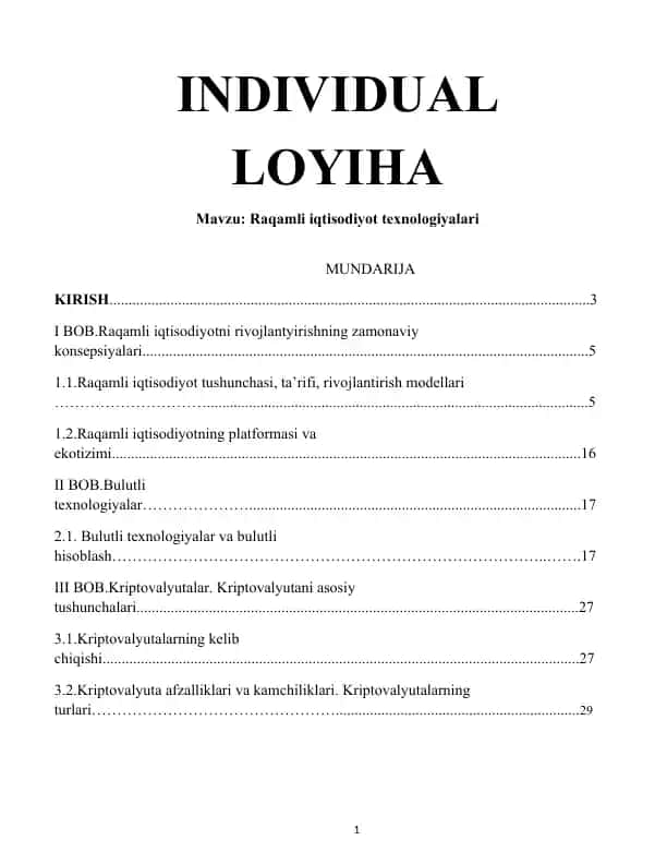Raqamli iqtisodiyot texnologiyalari
