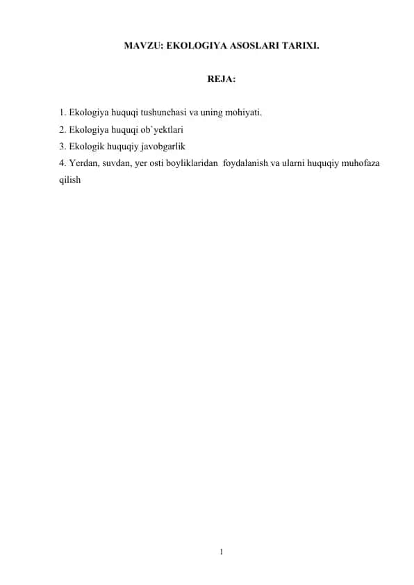 Ekologiya Asoslari Tarixi