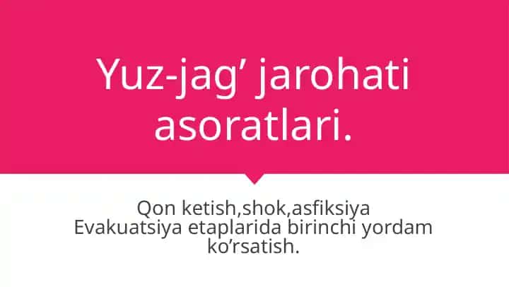 Yuz-jag’ jarohati asoratlari