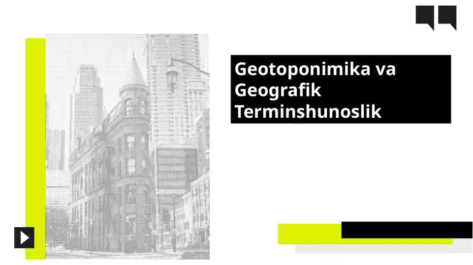 Geotoponimika va Geografik Terminshunoslik