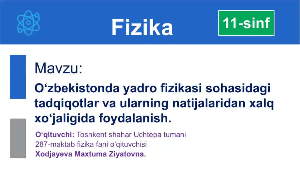 O‘zbekistonda yadro fizikasi sohasidagi tadqiqotlar