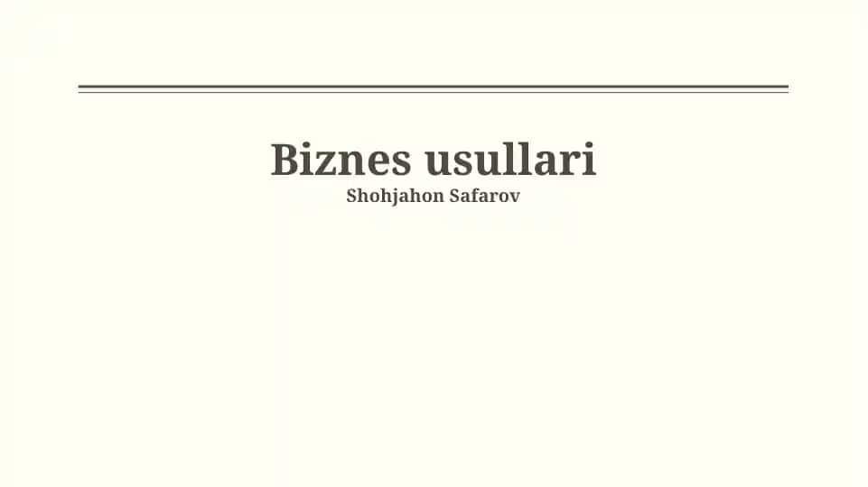 Biznes usullari