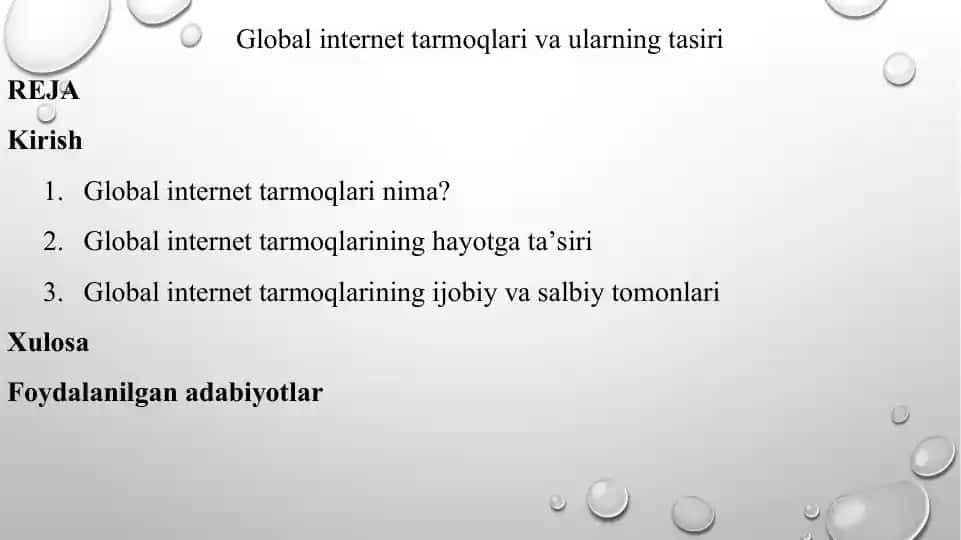 Global internet tarmoqlari va ularning tasiri