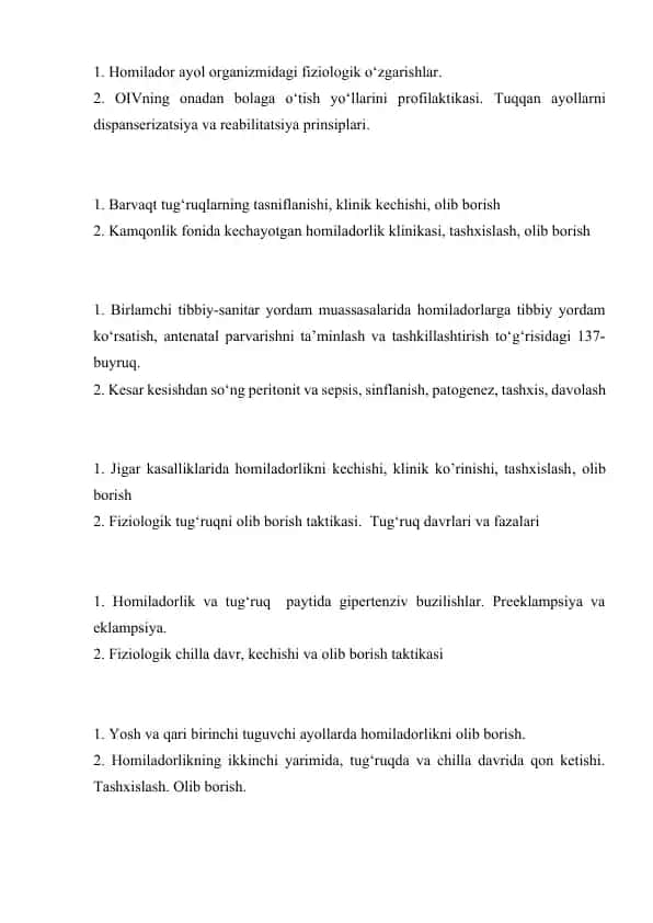 Homilador ayol organizmidagi fiziologik o‘zgarishlar