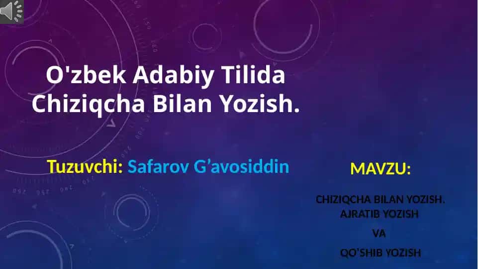 O'zbek Adabiy Tilida Chiziqcha Bilan Yozish