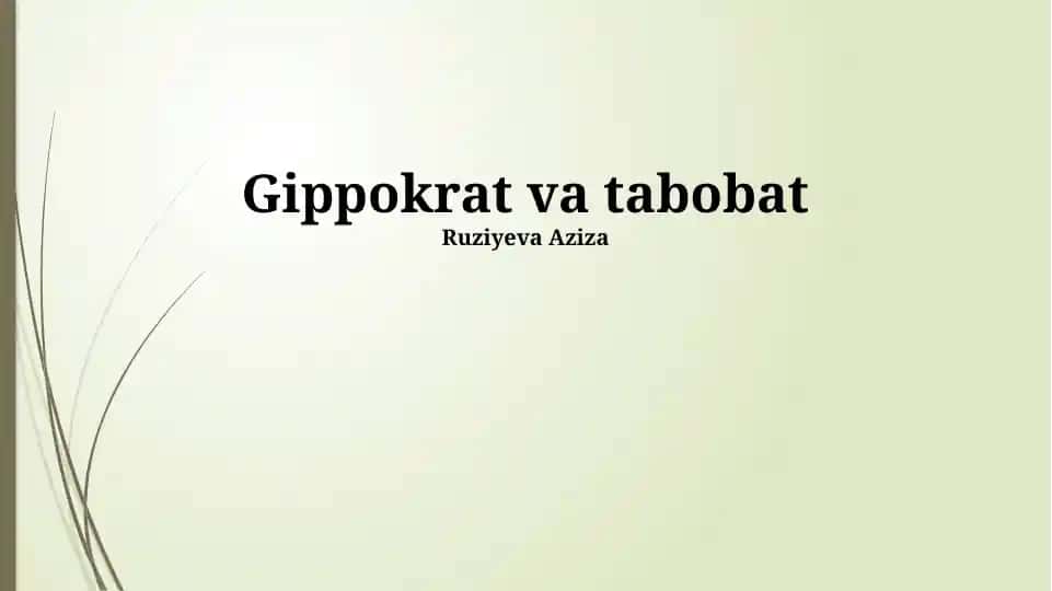 Gipokrat va tabobat
