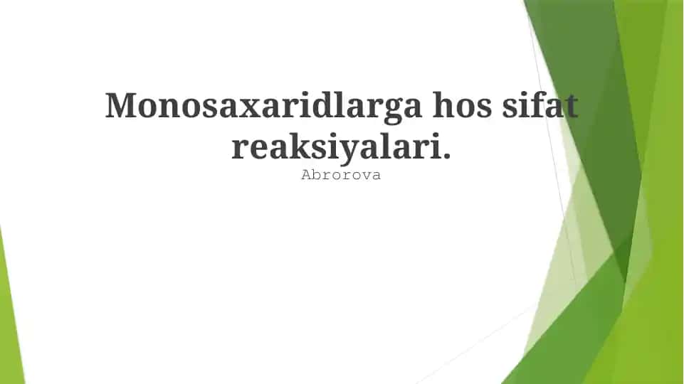 Monosaxaridlarga hos sifat reaksiyalari