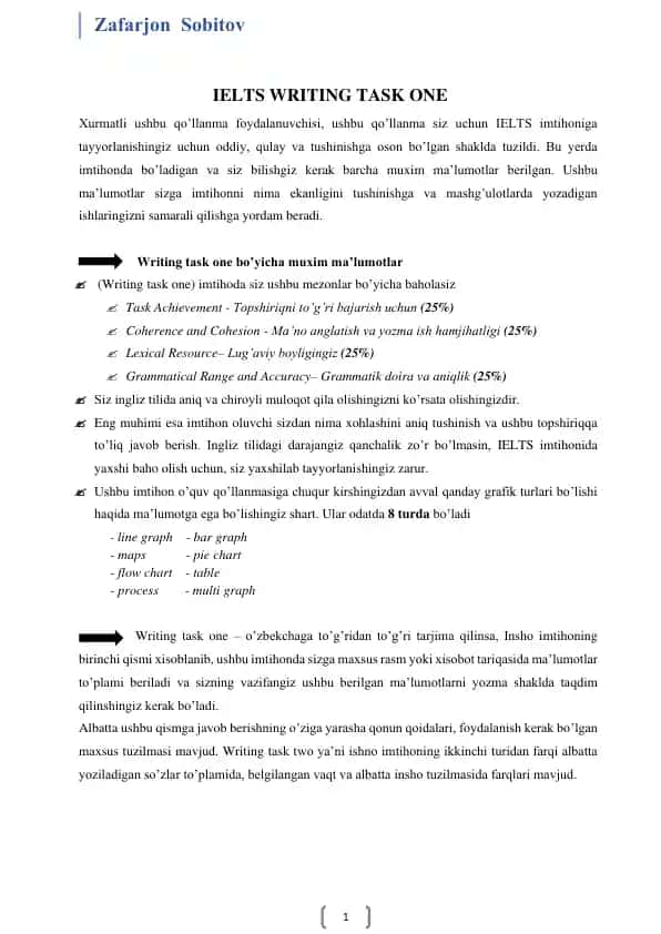 IELTS Writing Task One