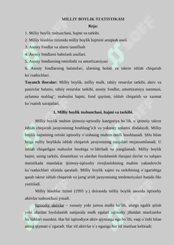 MILLIY BOYLIK STATISTIKASI