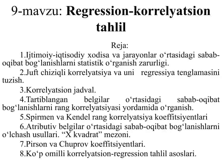Regression-korrelyatsion tahlil