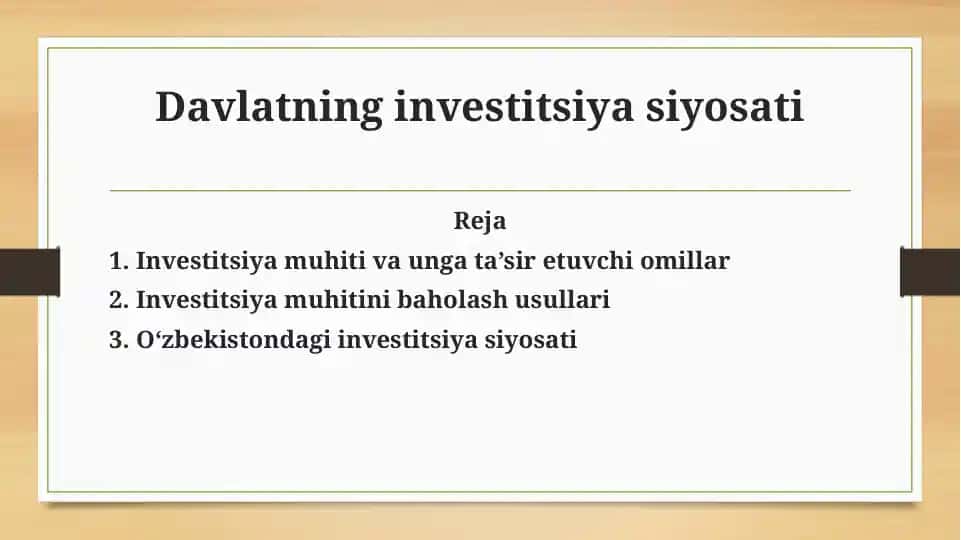 Davlatning investitsiya siyosati