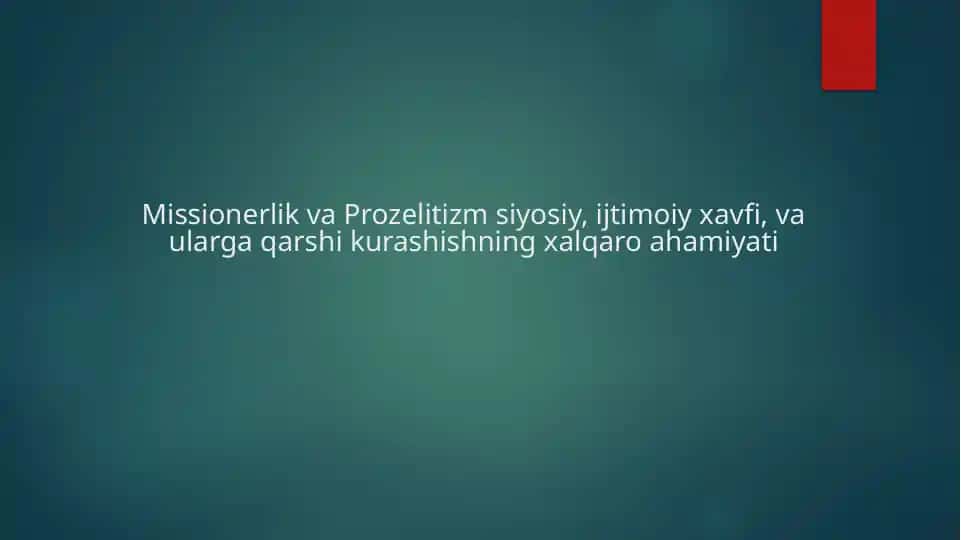 Missionerlik va Prozelitizm